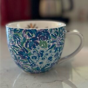 Lilly Pulitzer Blue and Green Floral Mug with Gold Handle